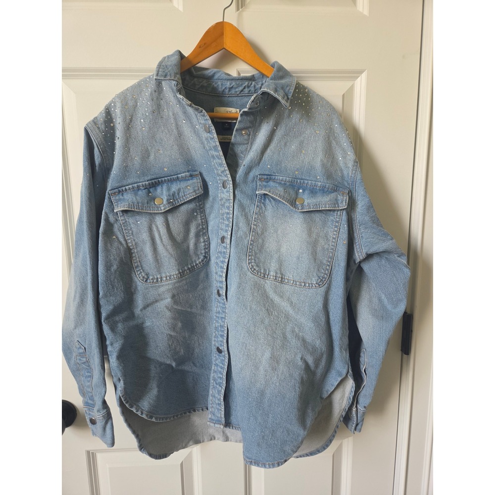 Rhinestone Denim Shacket M Oversized Western Cowgirl Rodeo Country Concert